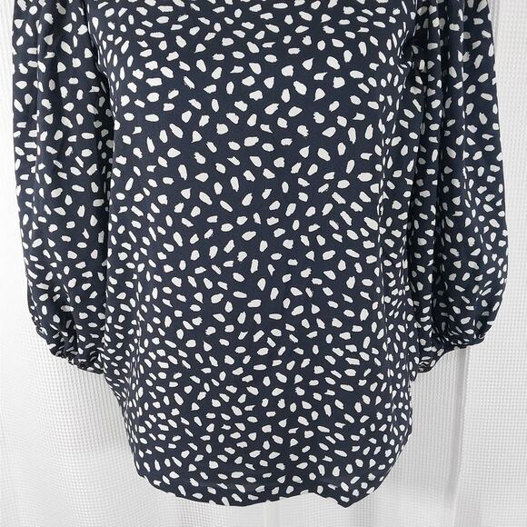 ANN TAYLOR PETITE! POUFY, PUFF SLEEVE BLACK & WHITE SPOTTED BLOUSE, TOP! SZ XSP - Picture 4 of 8